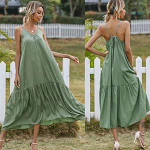 Boho ruffle hem tie back maxi dress